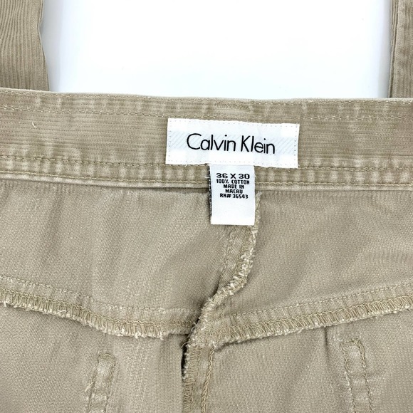 Calvin Klein Mens 36x30 Tan Corduroy Trouser Flat Front Straight Leg - Picture 6 of 9